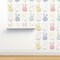 Easter Bunnies Pastel Spring Periwinkle Lilac Blue Pink Ivory Garden Hand Drawn Whimsical Rabbits Custom Removable Wallpaper by Spoonflower Peel & Stick Wallpaper 2FT Wide
